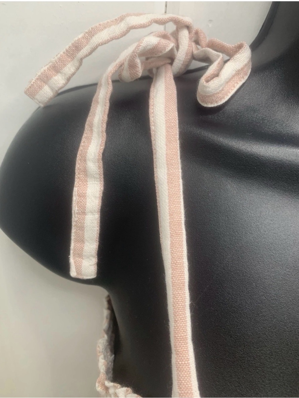 Gap Maxi Dress Size S Smocked Bodice Pink Stripe Linen Top Ties - Picture 12 of 14